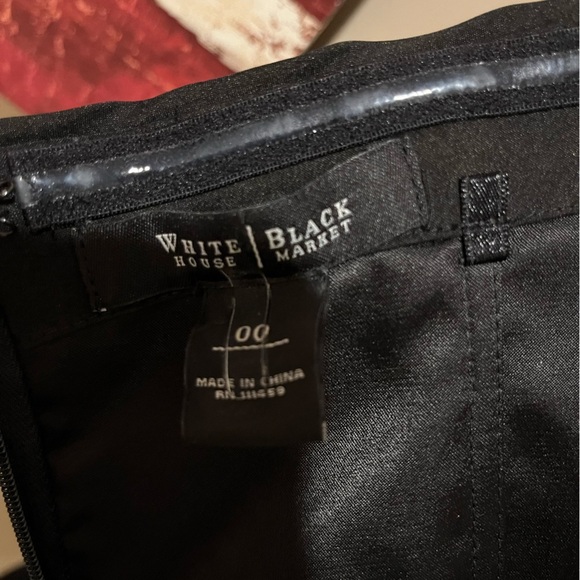 WHBM Black Strapless Lace with Pleated Cummerbund Cocktail Dress, size 00 - Picture 6 of 6